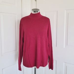 Coldwater Creek Raspberry Rib Knit Mock T Neck 3X NWT